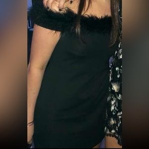 NBD dress! Off the shoulder fur mini dress